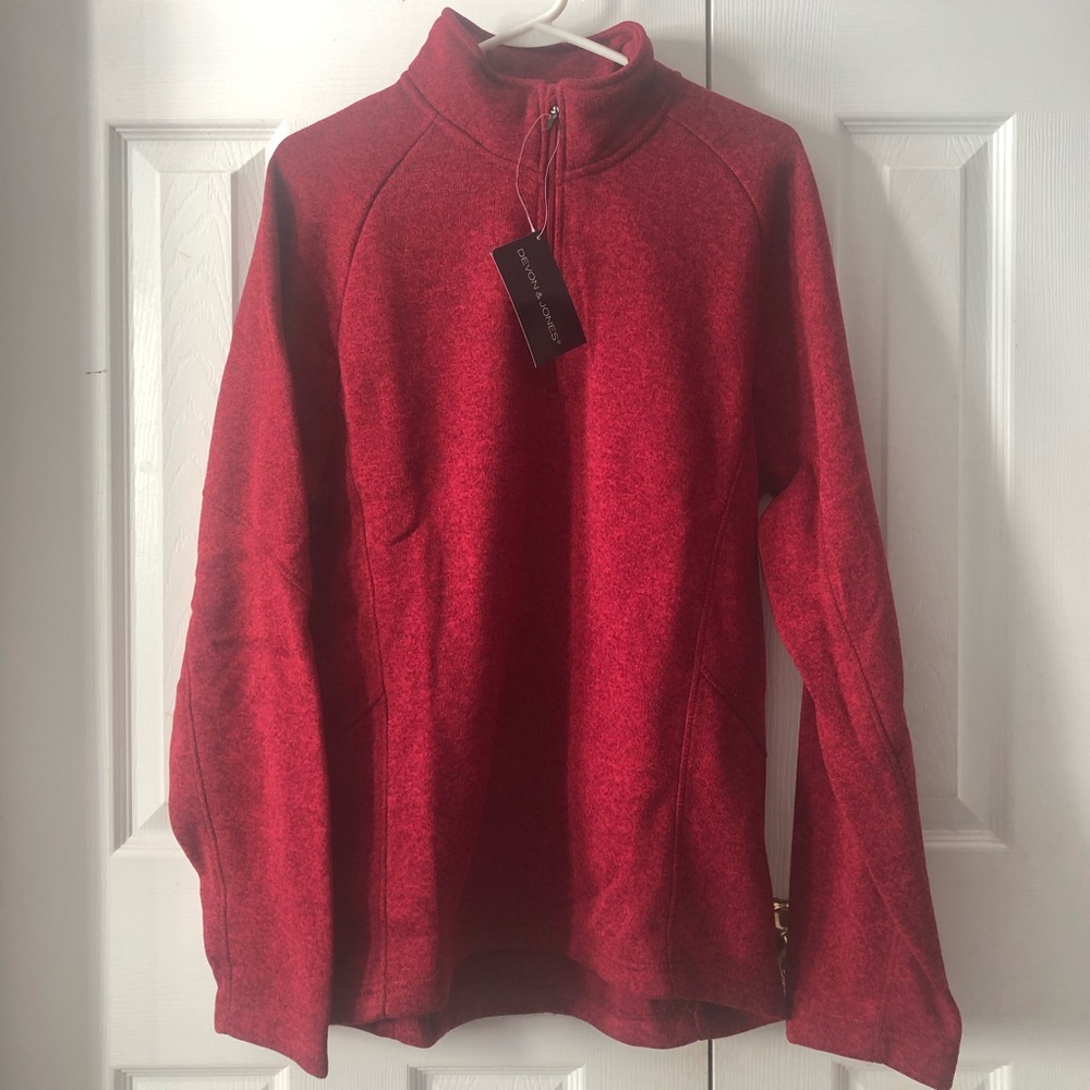 Devon and Jones Red Heather 1/4 Zip Pullover